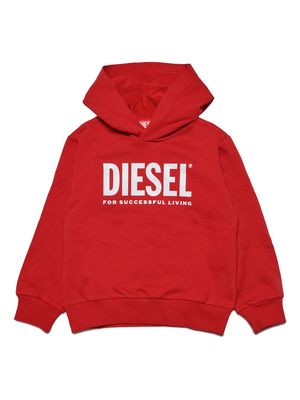 Diesel Kids Lsfort Di logo-print hoodie - Red