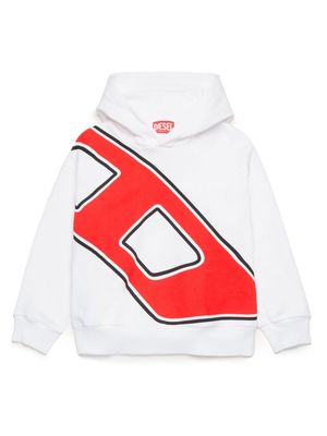 Diesel Kids Macro D logo hoodie - White