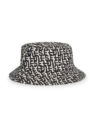Diesel Kids monogram-pattern cotton bucket hat - Black