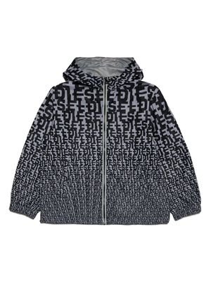 Diesel Kids monogram-print hooded jacket - Black