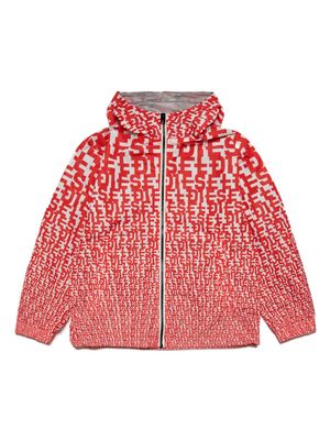 Diesel Kids monogram-print hooded jacket - Red