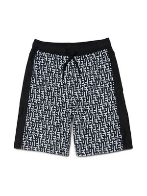 Diesel Kids monogram-print swim shorts - Black