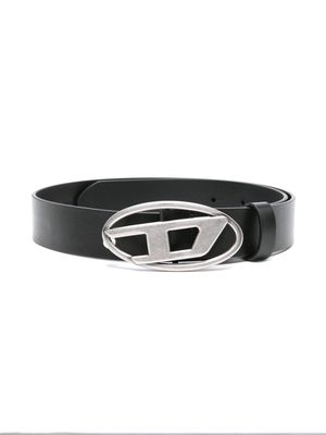 Diesel Kids Oval D buckle leather belts - Black