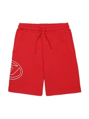 Diesel Kids Oval D cotton shorts - Red