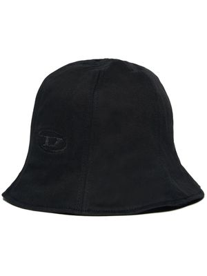 Diesel Kids Oval D-embroidered cotton bucket bag - Black