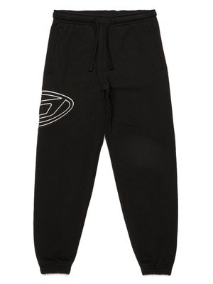 Diesel Kids Oval-D logo-embroidered cotton track pants - Black