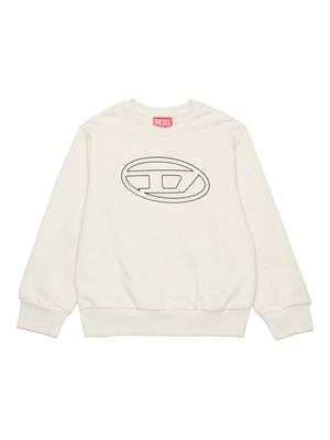 Diesel Kids Oval-D logo-print cotton sweatshirt - Neutrals