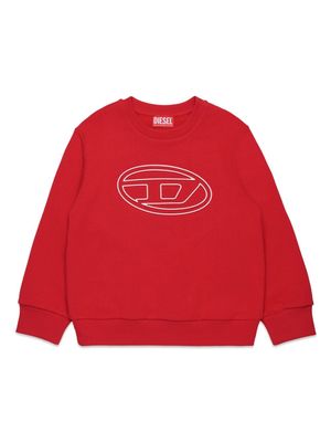 Diesel Kids Oval-D logo-print cotton sweatshirt - Red