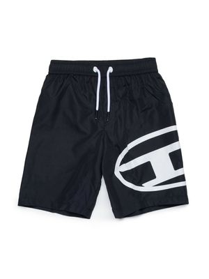 Diesel Kids Oval-D logo-print swim shorts - Black