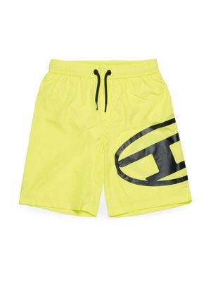 Diesel Kids Oval-D logo-print swim shorts - Yellow