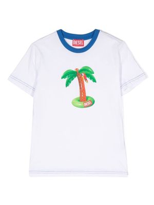 Diesel Kids palm tree-print T-shirt - White