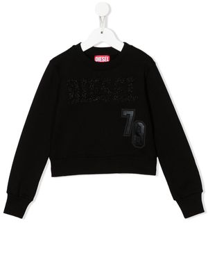 Diesel Kids patch-detail crew neck sweatshirt - Black