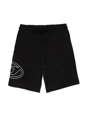 Diesel Kids Pcurvebigoval logo-print cotton shorts - Black