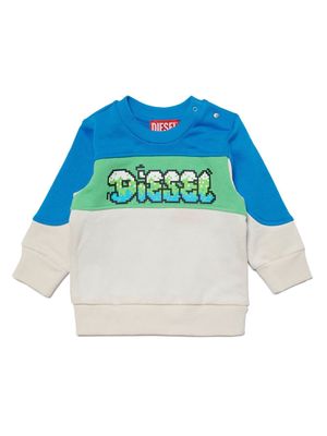 Diesel Kids Pixel-print cotton sweatshirt - Blue