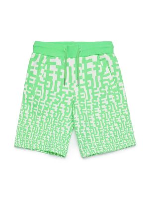 Diesel Kids Pshortgram cotton track shorts - Green