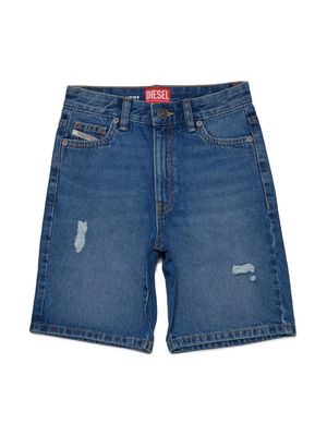 Diesel Kids ripped-detail denim shorts - Blue