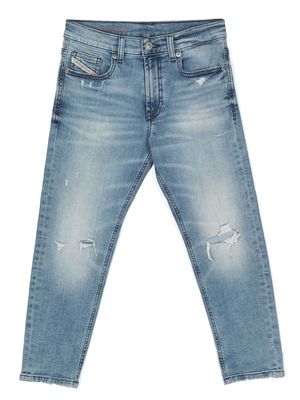 Diesel Kids ripped-detail tapered jeans - Blue