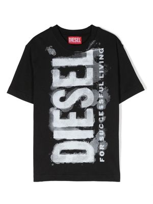 Diesel Kids signature-logo-printed T-shirt - Black