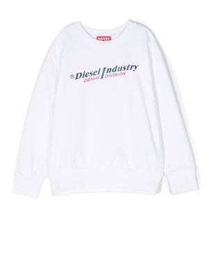 Diesel Kids slogan-print cotton sweatshirt - White