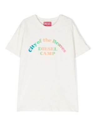 Diesel Kids slogan-print cotton T-shirt - Neutrals