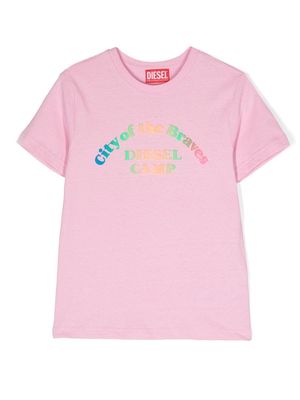 Diesel Kids slogan-print cotton T-shirt - Pink
