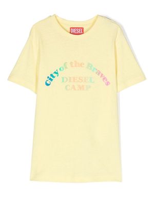 Diesel Kids slogan-print cotton T-shirt - Yellow