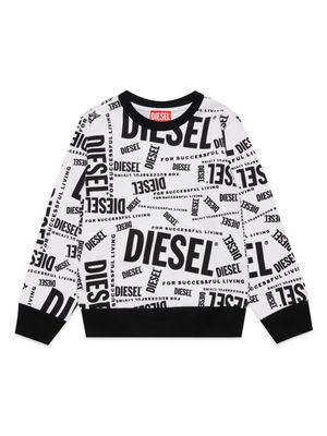 Diesel Kids Slope logo-print cotton sweatshirt - White