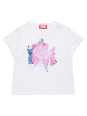 Diesel Kids Tcutiepeel peel-off print T-shirt - White