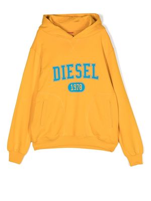Diesel Kids TEEN logo-print jersey hoodie - Yellow