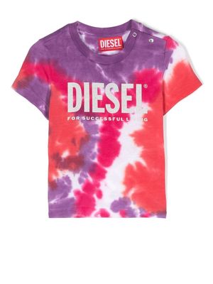 Diesel Kids tie-dye logo-print T-shirt - Pink