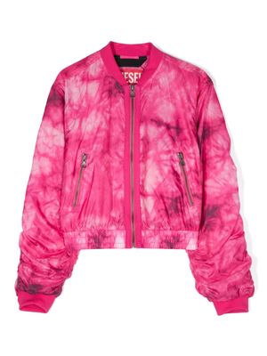 Diesel Kids tie-dye ripstop bomber jacket - Pink