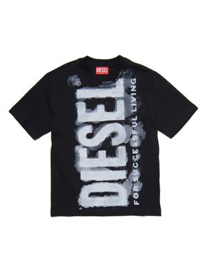 Diesel Kids Tjuste16 Over logo-print T-shirt - Black