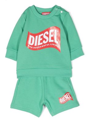 Diesel Kids two-piece logo-print cotton tracksuit - Green