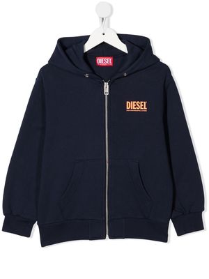 Diesel Kids zip-front logo hoodie - Blue