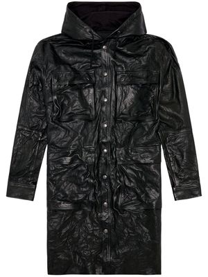 Diesel L-Bat hooded leather coat - Black