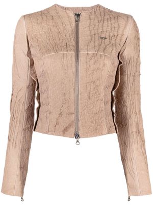 Diesel L-Crack zip-up leather jacket - Pink