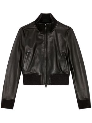 Diesel L-Hung logo-embossed leather jacket - Black