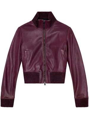 Diesel L-hung logo-embossed leather jacket - Purple