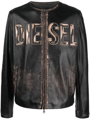 Diesel L-Met logo-print leather jacket - Black
