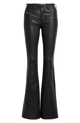 DIESEL L-Stellar Stretch Leather Bootcut Trousers in Deep/Black