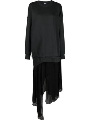 Diesel layered cotton sweatshirt dress - Black