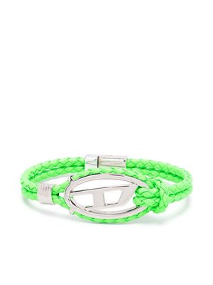 Diesel leather double-strand logo bracelet - Green