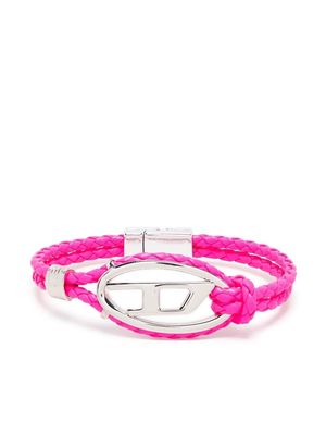 Diesel leather double-strand logo bracelet - Pink