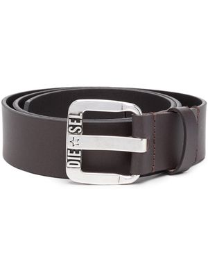 Diesel logo-buckle buffalo leather belt - Brown
