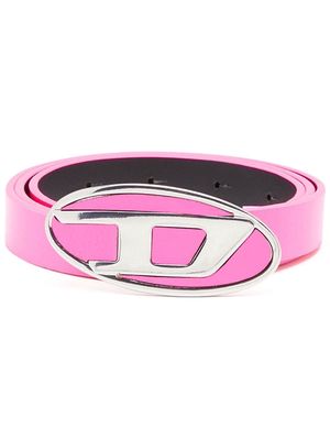 Diesel logo-buckle leather belt - Pink