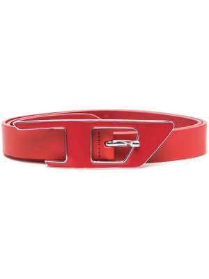 Diesel logo-buckle leather belt - Red