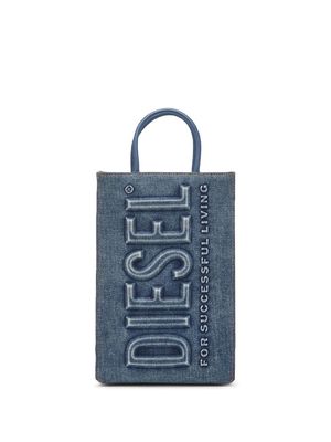 Diesel logo-embossed denim tote bag - Blue