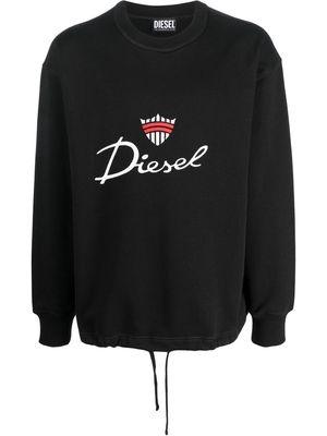 Diesel logo-embroidered cotton sweatshirt - Black