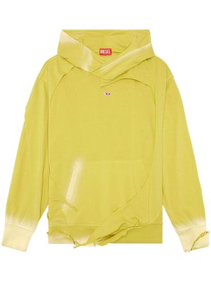 Diesel logo-embroidered distressed hoodie - Yellow