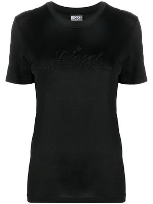 Diesel logo-embroidered fitted T-shirt - Black
